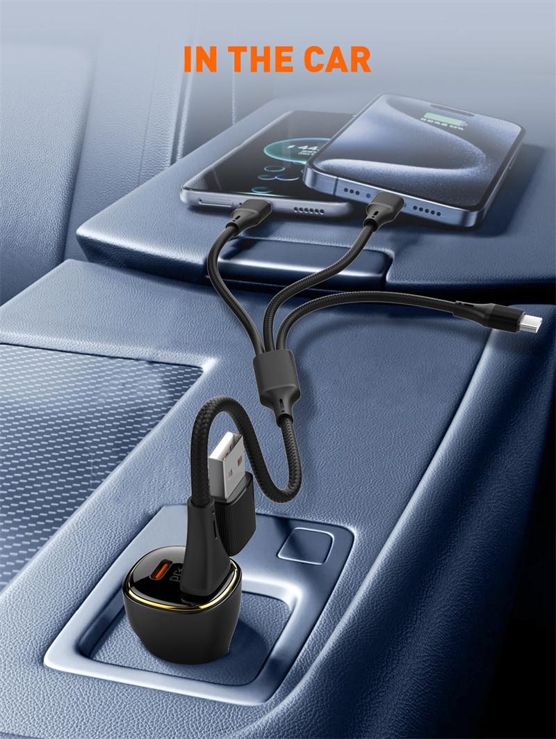 LDNIO LC97uc 100W USB-A/Type-C to Type-Cx2/iP Cable PD QC3.0 Fast Charging Data Transmission Copper Core Line 1.2M Long for iPhone 16 15 14 Pro Max for Huawei Mate XT for Samsung Galaxy Z Flip6