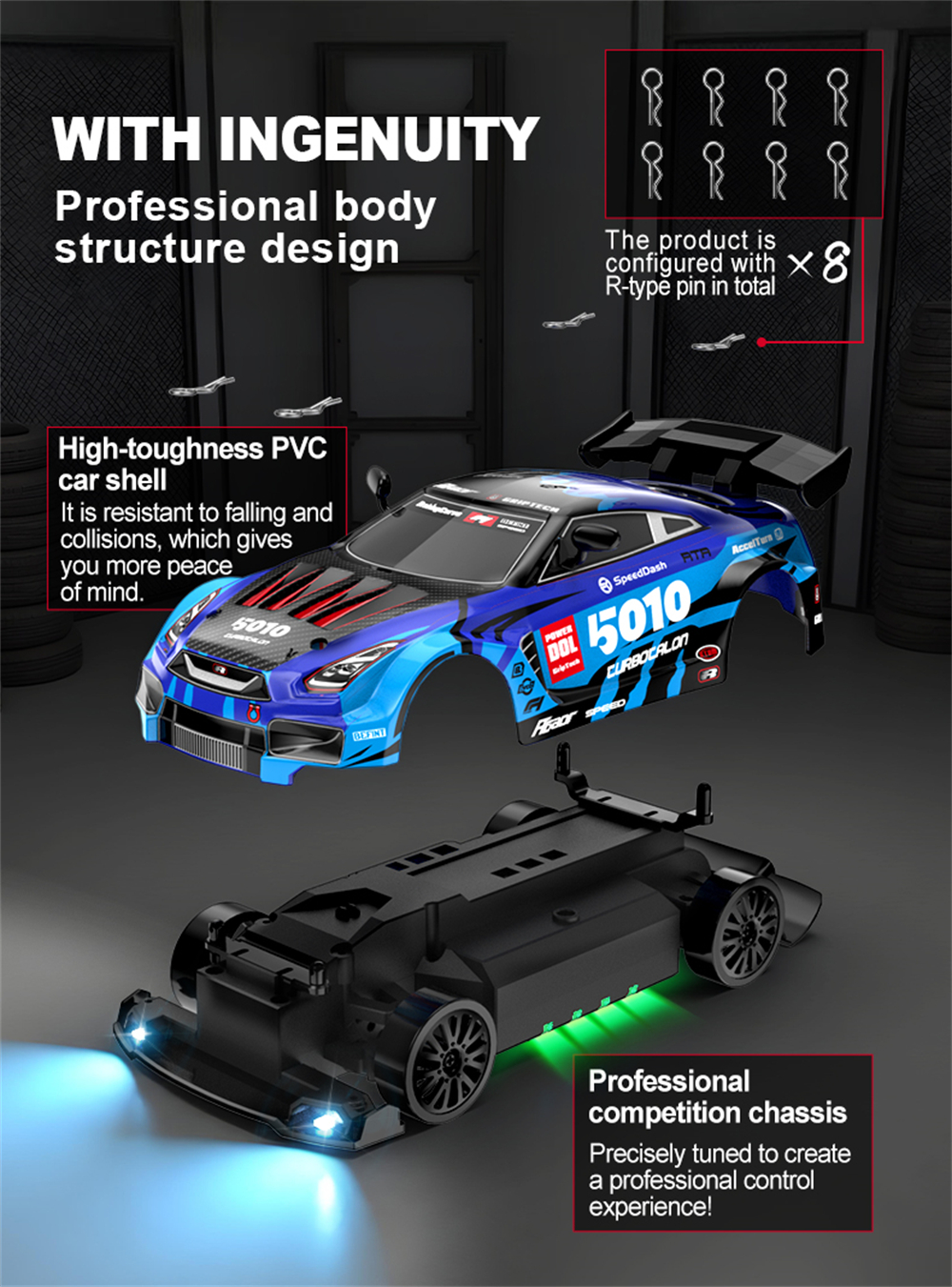 CV-E82 CV-E83 1/24 2.4G Drift RC Car LED Light Two Speed Full Scale High Speed Vehicle Models