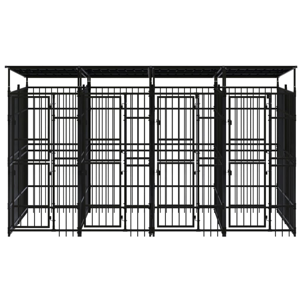 Outdoor Dog Kennel with Roof Steel 79.3 ft²