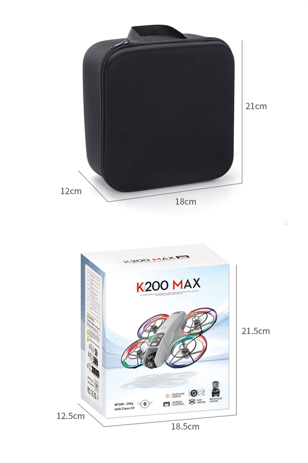 XKJ K200 MAX WiFi FPV with LCD Screen Controller HD Dual Camera Electrically Adjustable Optical Flow Hover Automatic Obstacle Avoidance Dazzling 7-Lights Circle Protection Brushless 2.4G 4CH 6-Axis Remote Control Toys RC Drone Quadcopter RTF