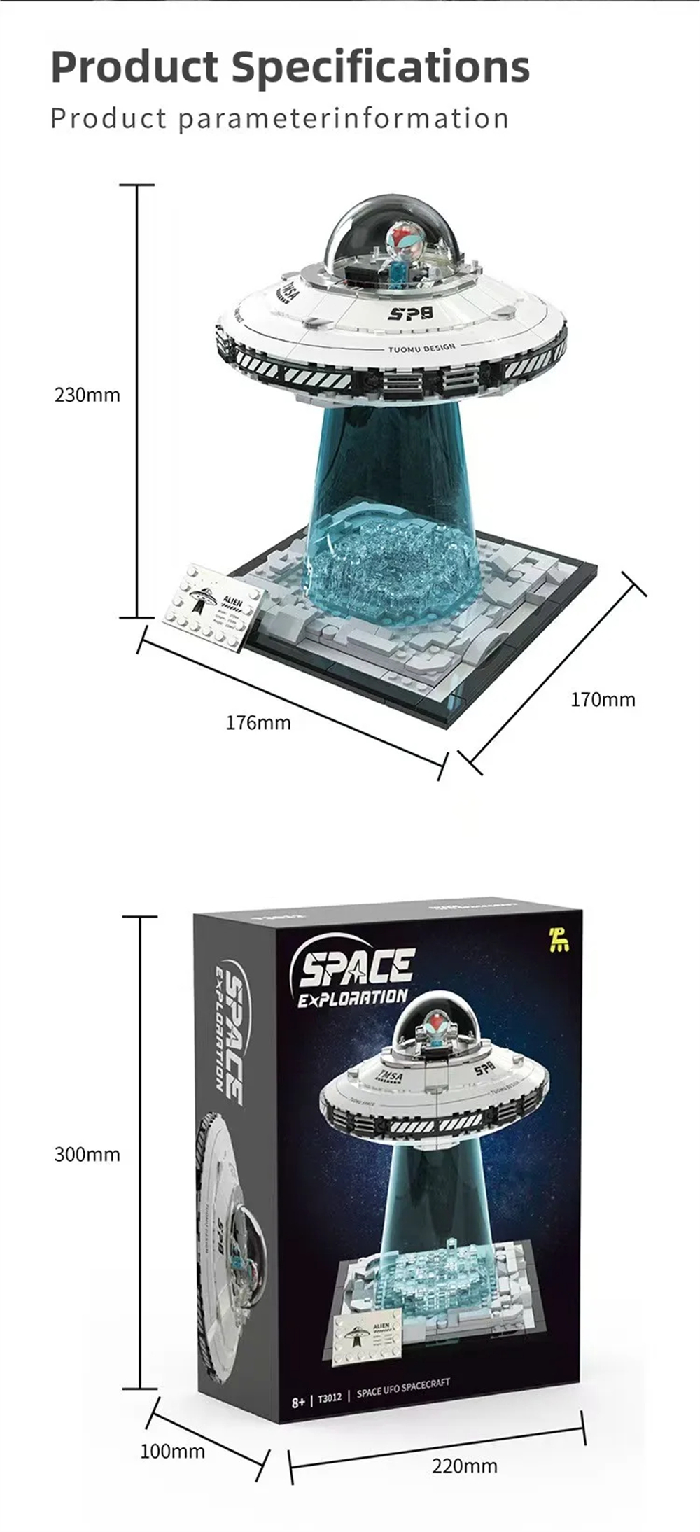 TUOMU T3012 Space Exploration Model UFO Spaceship LED Light