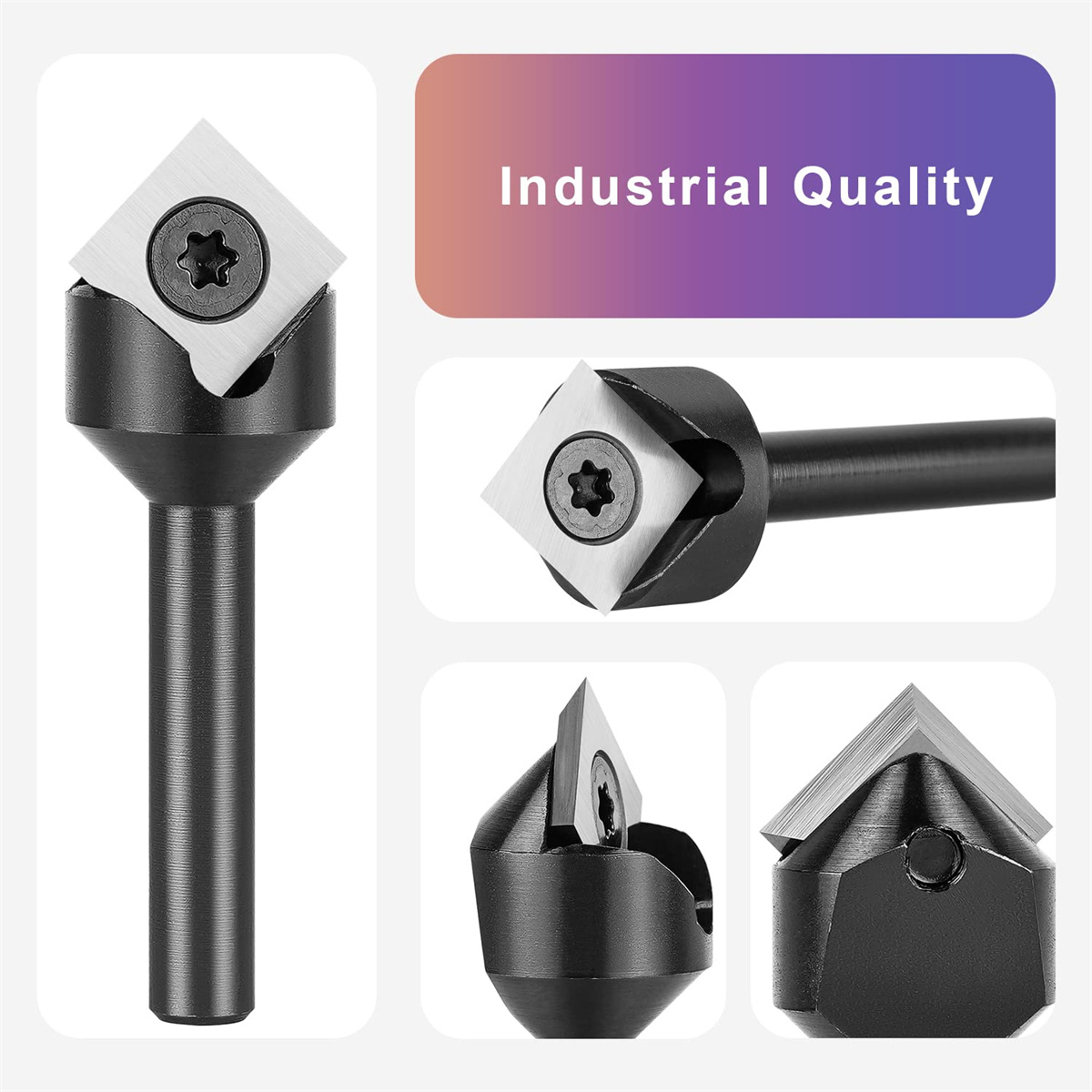 1/4 Inch Shank Industrial Grade V-Shape Carbide Insert 90 Degree Router Bit for CNC Wood Engraving Chamfer Carving