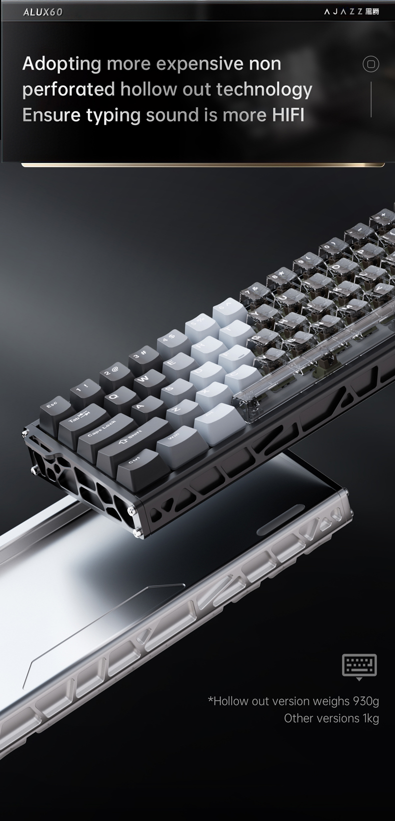 AJAZZ ALUX60 アルミニウム CNC 磁気軸 メカニカル ゲーミング