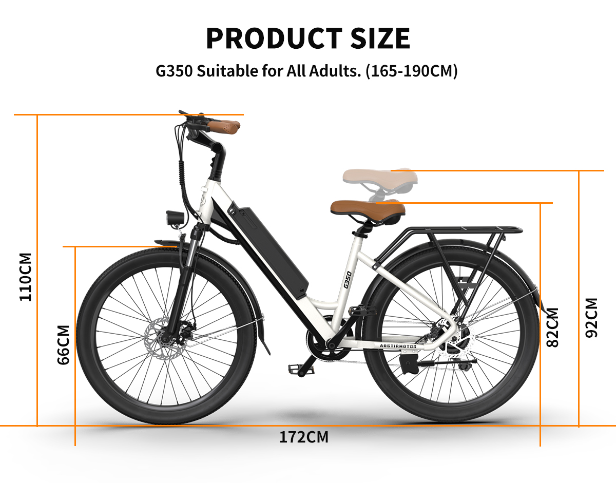 [US Direct] AOSTIRMOTOR G350 36V 10.4Ah 350W 26inch Electric Bicycle 20-35KM Max Mileage 120KG Max Load Electric Bike