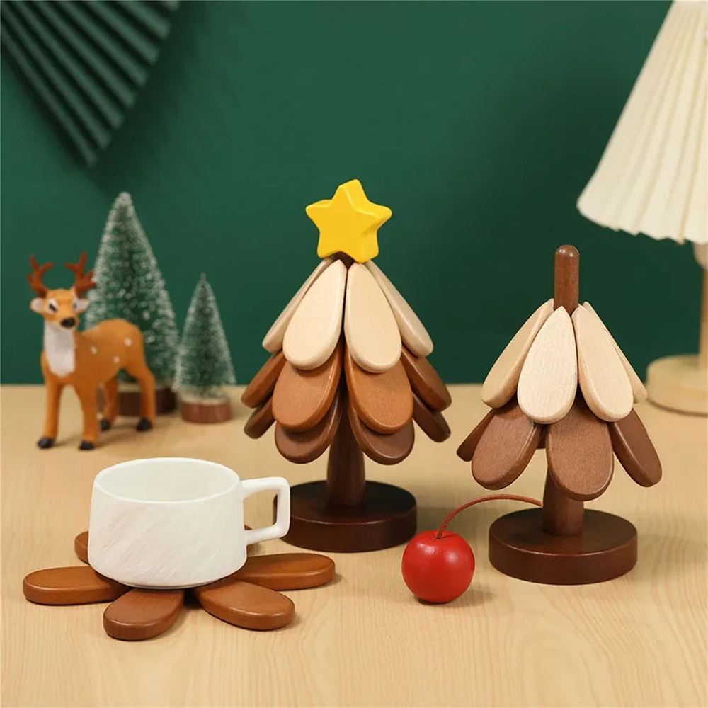 Wooden Foldable Star / Cherry Style Christmas Tree Creative Heat