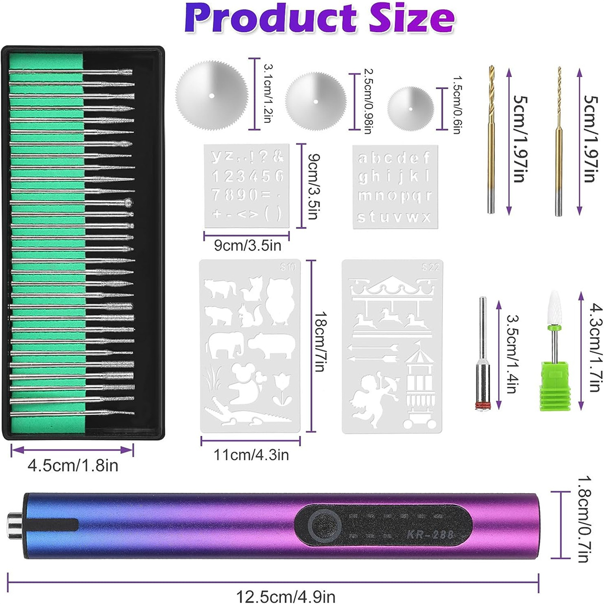 Electric Engraving Pen Kit 5000-20000 RPM Cordless Rechargeable Grinding Pen with 36 Bits Portable Mini Engraver Tools DIY Rotary Etching Pen for Carving Glass Metal Jewelry Wood Manicure