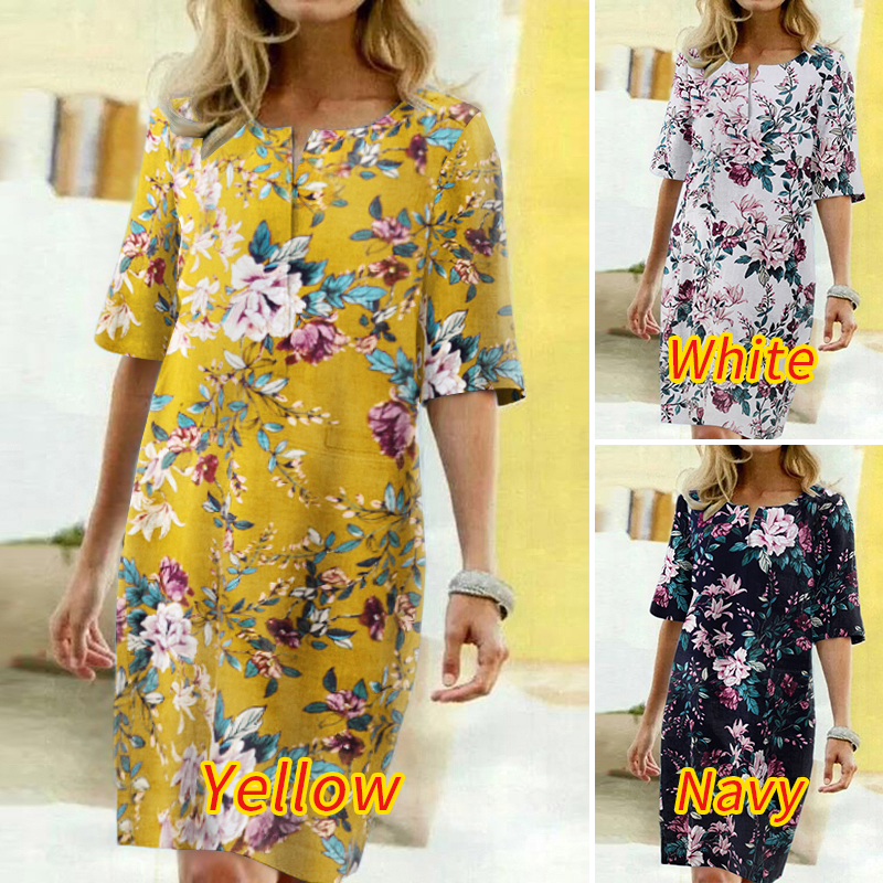 2021 Summer Floral Printed Bohemian Sundress ZANZEA Vintage Cotton Linen Party Short Dress Women Casual Short Sleeve Vestidos 7