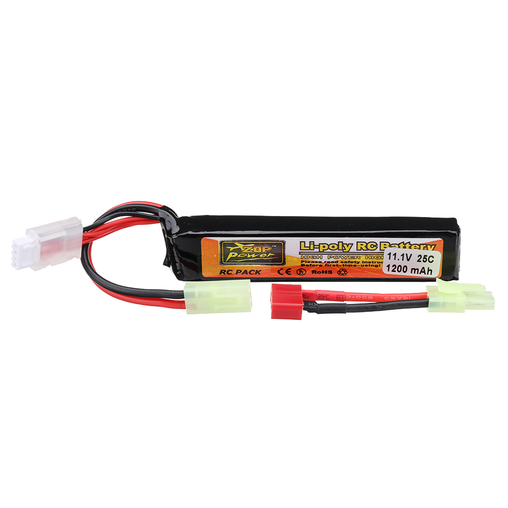 ZOP Power 11.1V 1200mAh 25C 3S LiPo Battery Tamiya Plug With T Plug Adapter Cable for RC Car