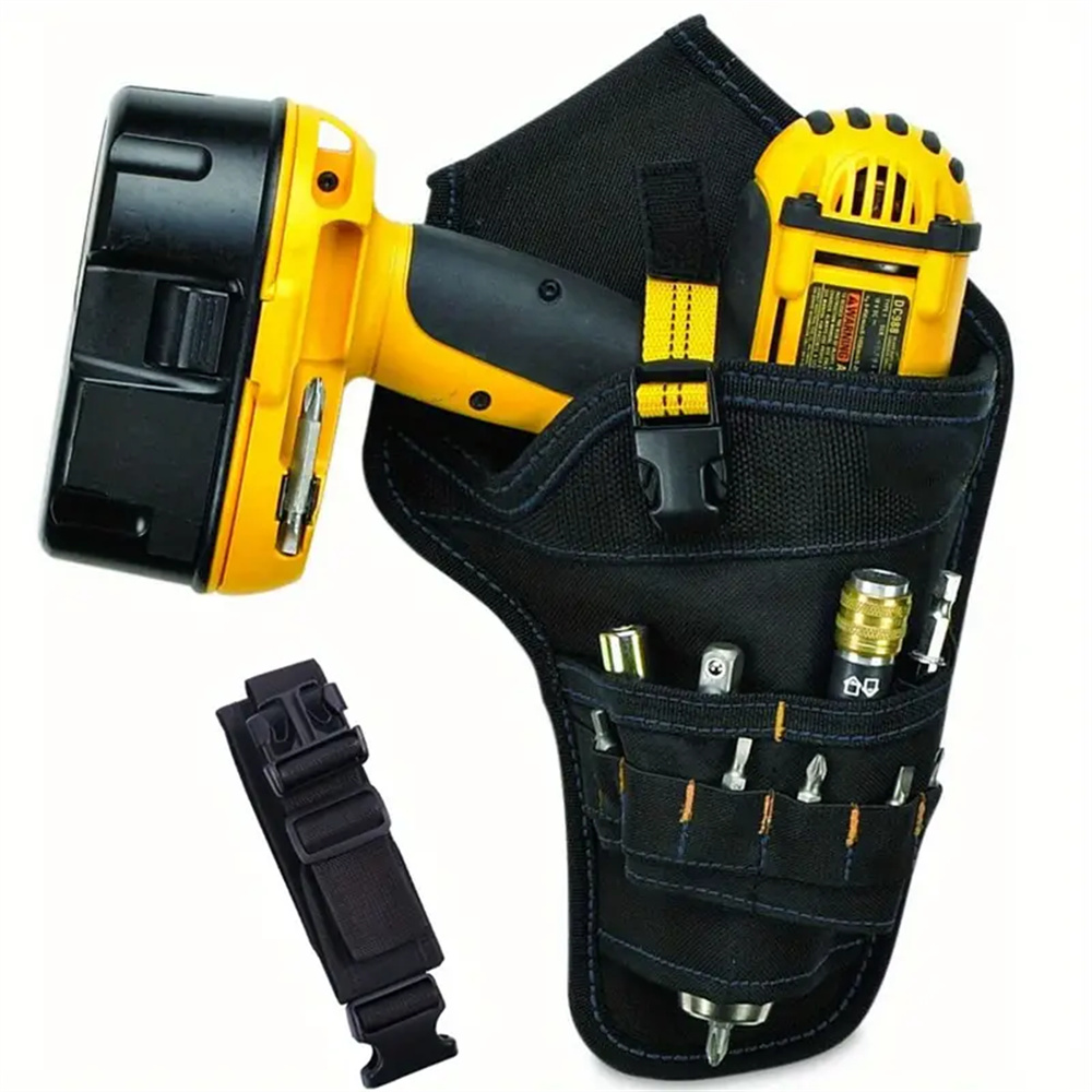 Multi-Pocket Cordless Power Tool Holster Lightweight Drill Holster with Single Hook & Metal Clip for Easy Attachment Ideal for Organized and Effortless Tool Management