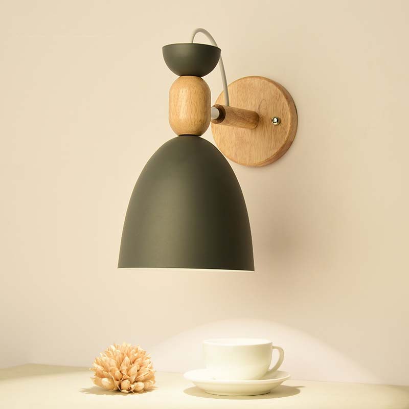 Nordic Solid Wood Bedroom Wall Light Modern Minimalist Macaron LED Wall Lamp Creative Living Room Indoor Lighting