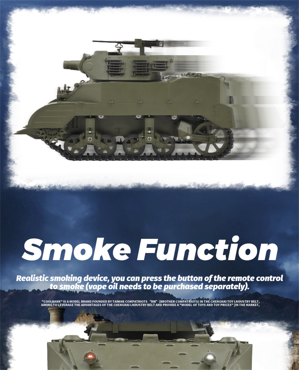 Coolbank M8 G2079 1/16 2.4G RC Tank Simulated Sound Light Smoke Two Speed Vehicle Models RTR