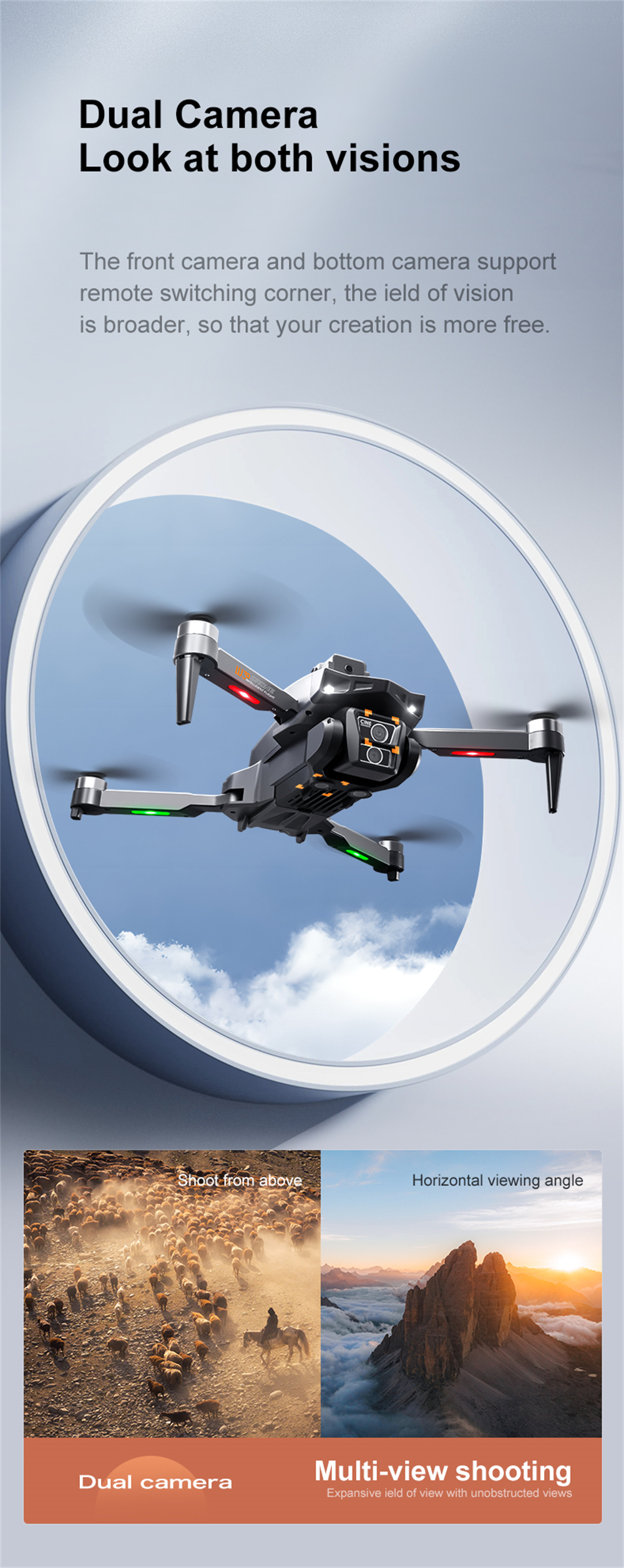 PJC LU30 GPS 5G WiFi FPV with 5.9inch LCD Screen Controller 720P HD Dual Camera Servo Gimbal 360° Obstacle Avoidance Brushless Foldable RC Drone Quadcopter RTF