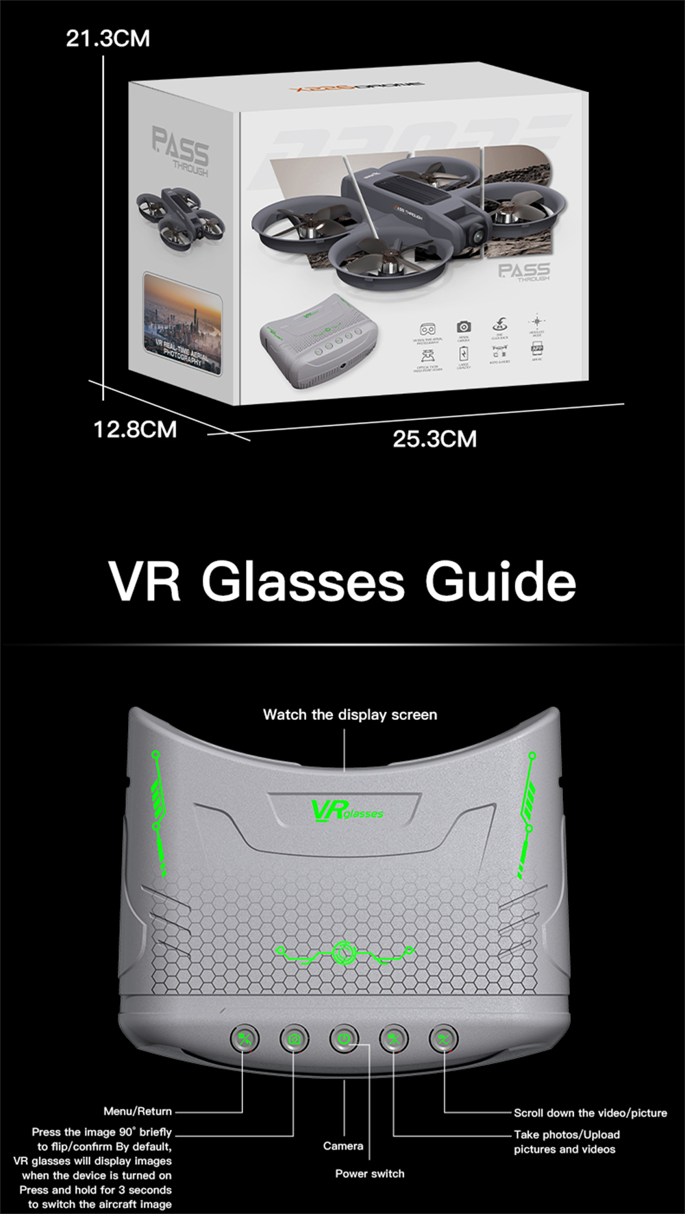 X226 WiFi FPV with Goggles Glasses / 5.9inch LCD Screen Controller HD Dual Camera Electrically Adjustable Optical Flow Hover Circle Protection LED Light Brushless 2.4G 4CH 6-Axis Remote Control Toys RC Drone Quadcopter RTF