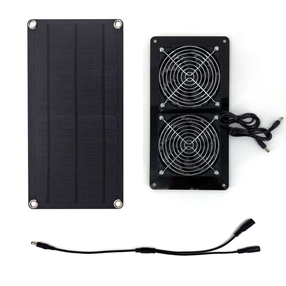 18V Solar Powered Dual Fan System Monocrystalline 10W Easy Install Ventilation Cooling Solution for Pet Houses Chicken Coops Energy Saving Lightweight