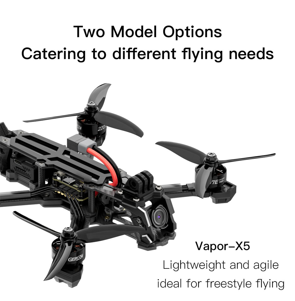 GEPRC Vapor X5 230mm 5 Inch 6S GPS Freestyle RC FPV Racing Drone PNP BNF with DJI O3 Digital Air Unit / Runcam Link WASP