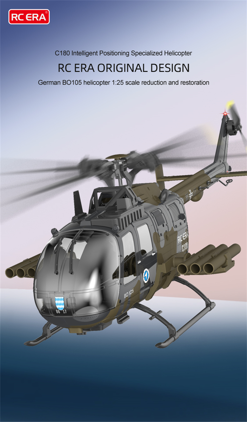 Venda RC ERA C180 BO-105 2,4G 6CH 6G 1:25 Escala Manobra de