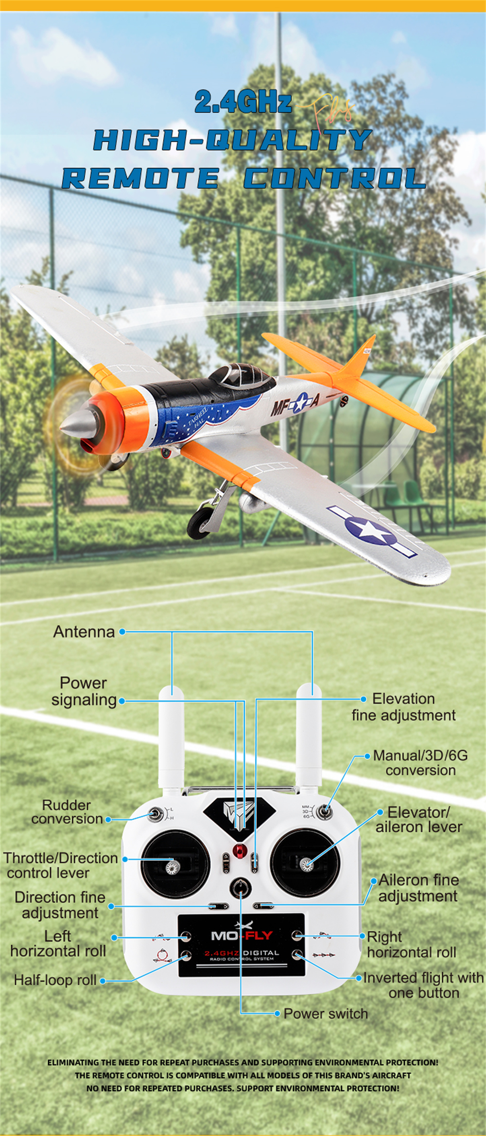 MO-FLY MF-A84 690mm Wingspan 2.4G 10CH Built-in Gyro 3D/6G Switchable Aerobatics EPP RC Airplane Glider RTF Compatible DSM SBUS