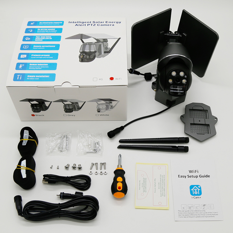 4G PTZ 1080P Solar Powered Camera Wireless Remote Phone Monitoring Night Vision Motion Detection Alarm Push  Outdoor Security Monitor CCTV EU Plug
