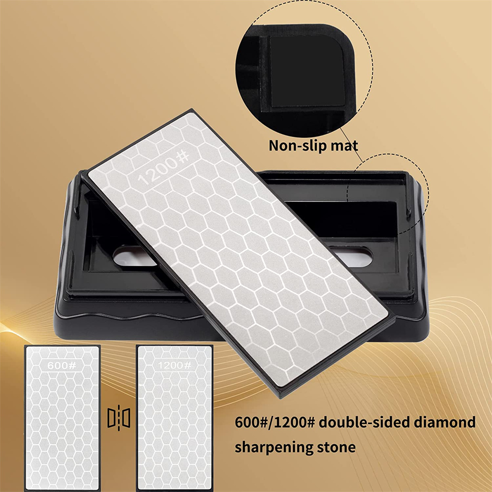 Double-Side Base Diamond Sharpening Stone Whetstone Grinding 400/600/1000/1200 Grit Sharpener