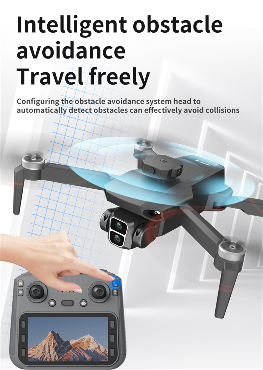 LYZRC L106-1 GPS 5G WiFi FPV with 5.9inch LCD Screen Controller 720P HD Dual Camera Servo Gimbal 360° Obstacle Avoidance Brushless Foldable RC Drone Quadcopter RTF