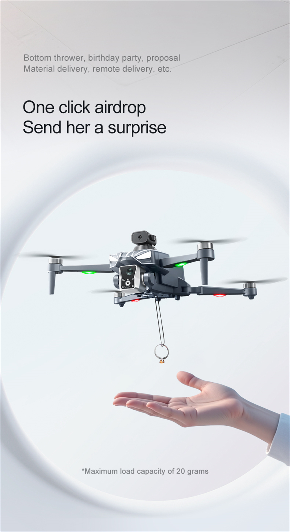 XKJ K18 MAX GPS 5G WiFi FPV with 5.9inch LCD Screen Controller HD Dual Camera Servo Gimbal 360° Obstacle Avoidance One-Key Airdrop Brushless Foldable RC Drone Quadcopter RTF