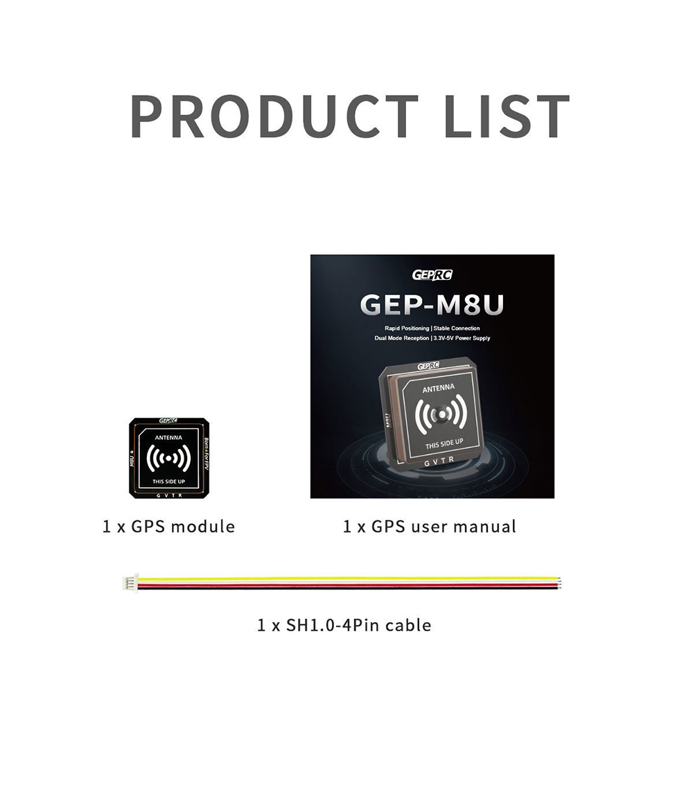 GEPRC GEP M8U GPS Module 3.3-5V 22x22mm Fast Positioning for FPV Racing Drone Fixed-wing RC Airplane