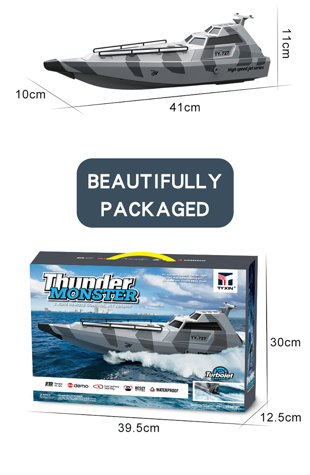 TY XIN 727 2.4G 30KM/H Turboget Pump Remote Control Racing Ship