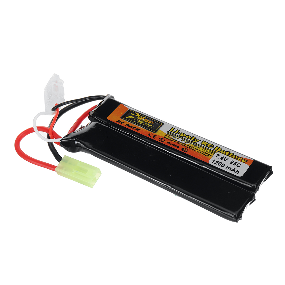 ZOP Power 7.4V 1200mAh 2S 25C LiPo Battery Tamiya Plug With T Plug Adapter Cable for RC Car