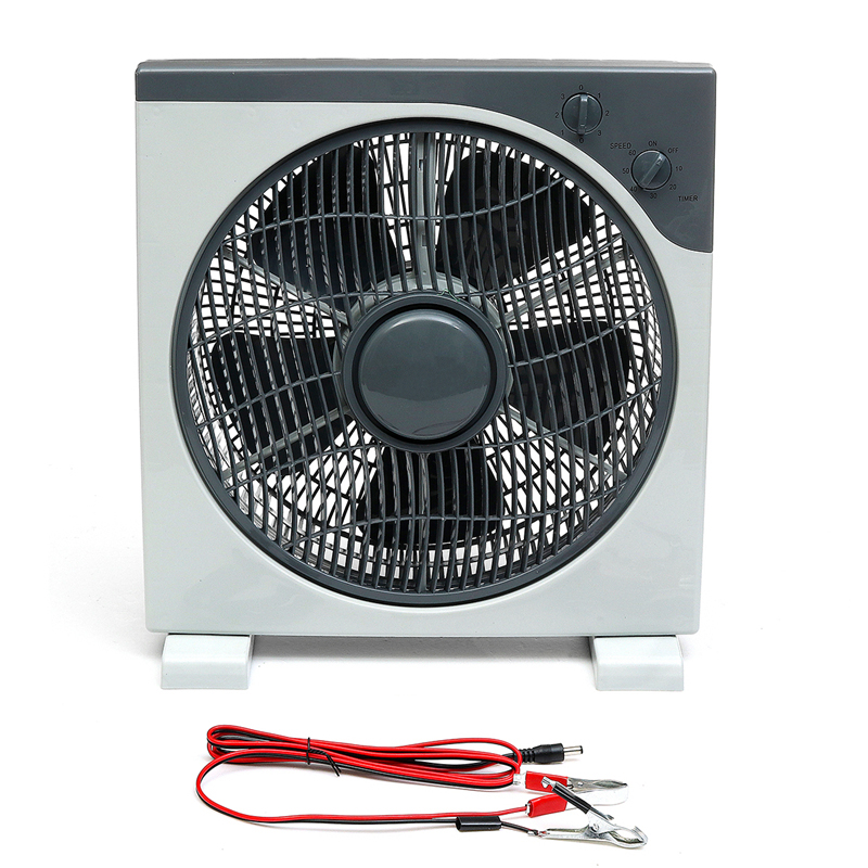 12inch 11W DC12V Fan 3-Speed Adjustment 60 Minute Timer Silent Portable Gray Q 