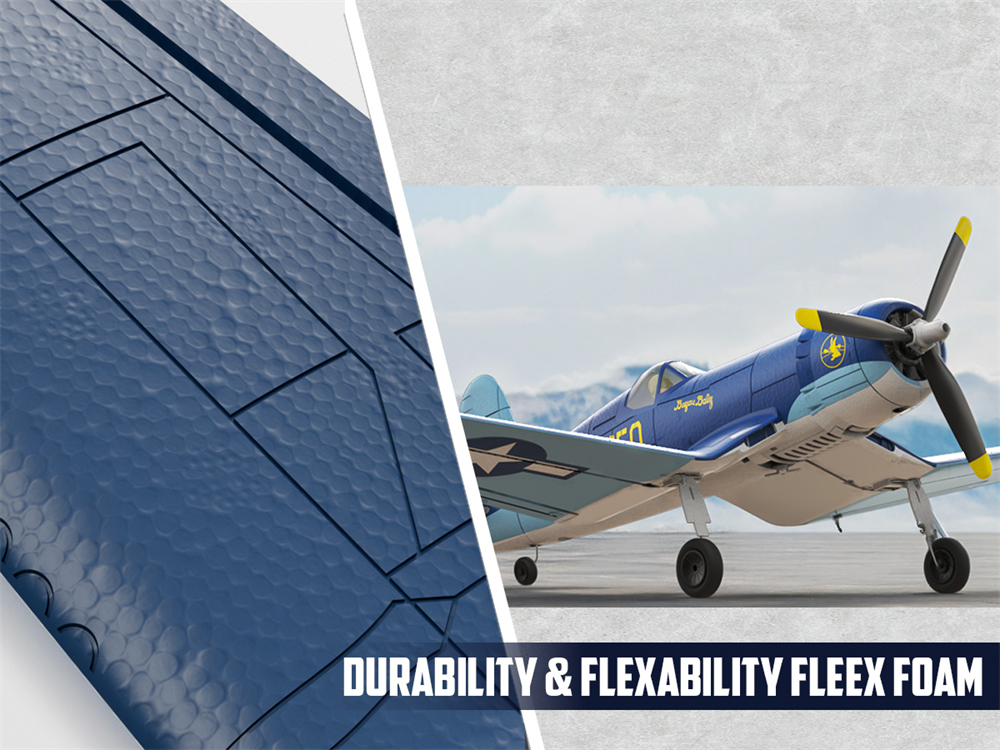 Eachine F4U CORSAIR VMF-217 2.4G 4CH Brushless 500mm Wingspan 6-axis Gyro One Key Take off Aerobatic EPP Warbird Glider RC Airplane BNF/RTF for Beginner