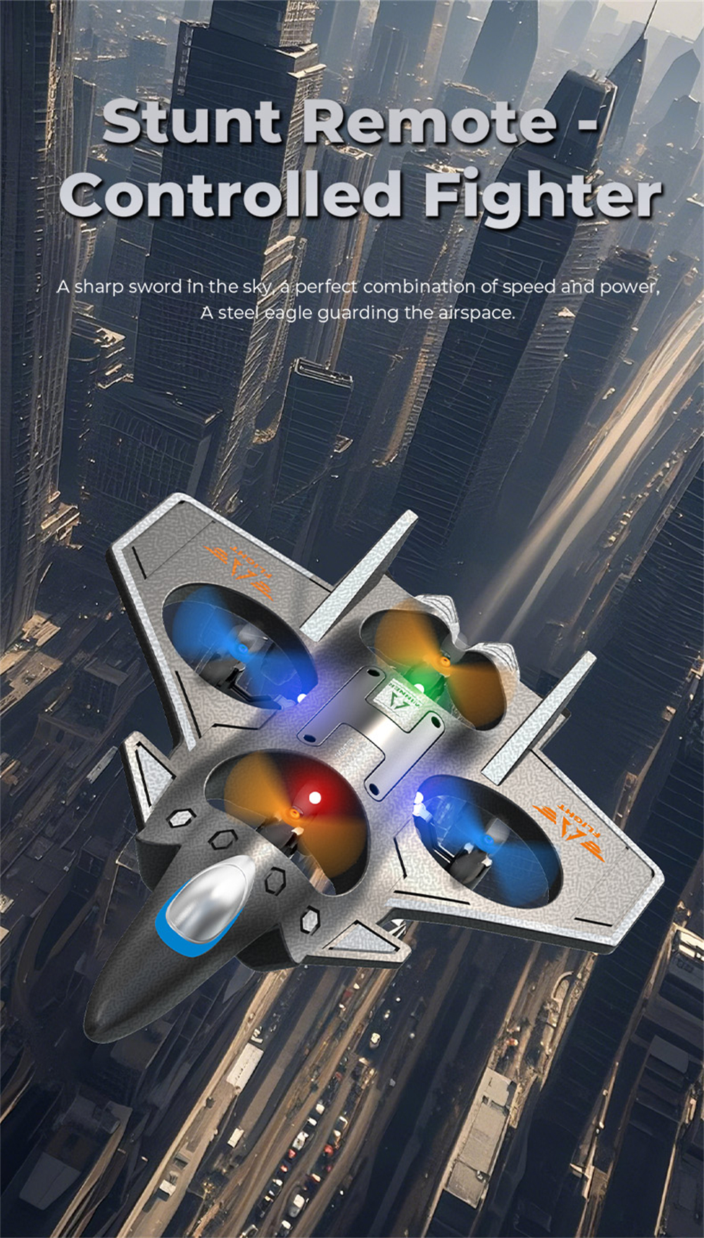 JJRC H130 2.4G EPP Foam Glider Altitude Hold Mode 360° Roll Turbofans Motors 4CH LED RC Toy Gift Remote Control Drone Airplane Quadcopter Stunt Fighter RTF