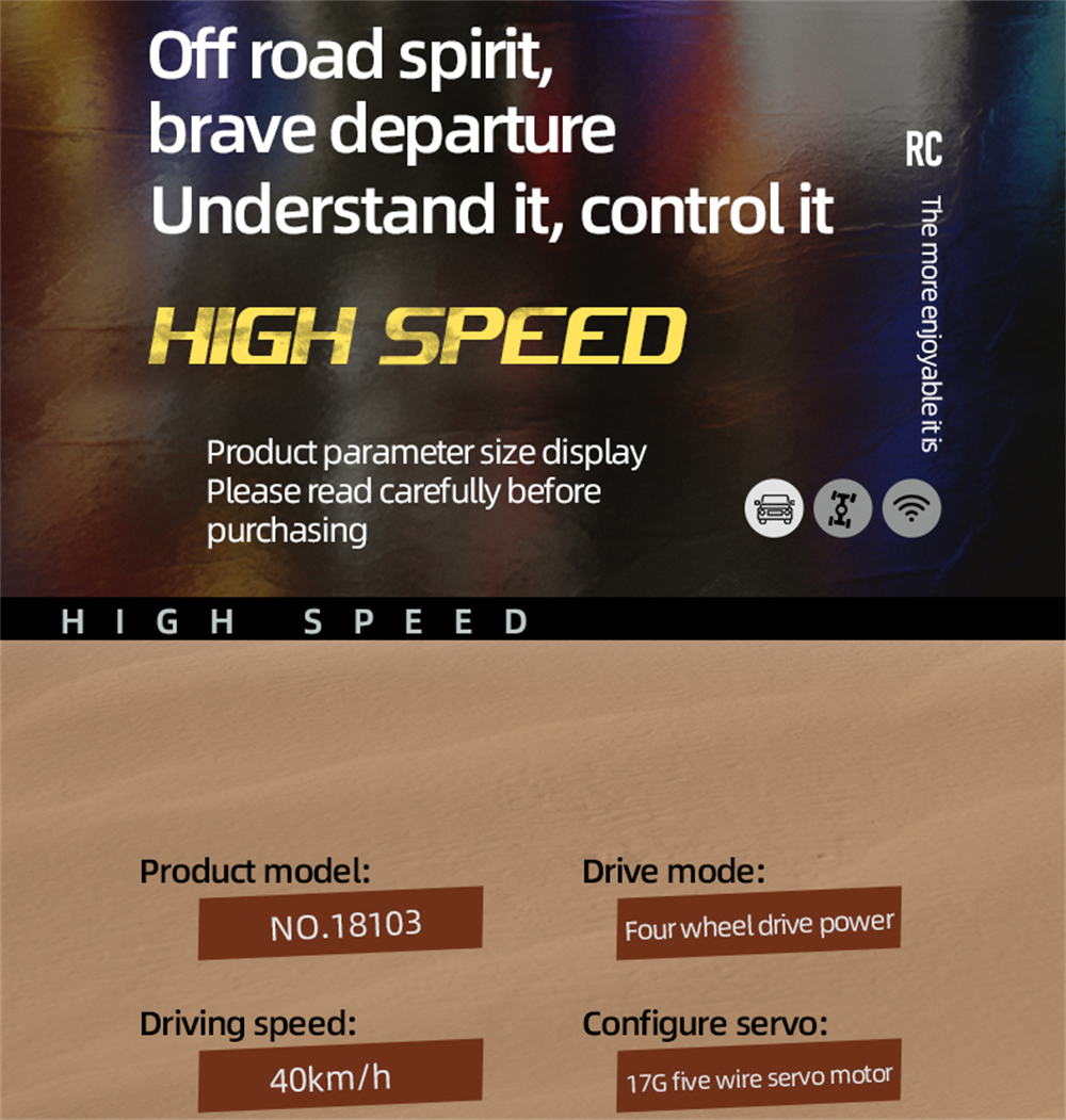 SCY 18103 1/18 2.4G 4WD RTR Truck Brushed RC Car Full Proportional Control with LED Front Light High Speed Vehicle Model
