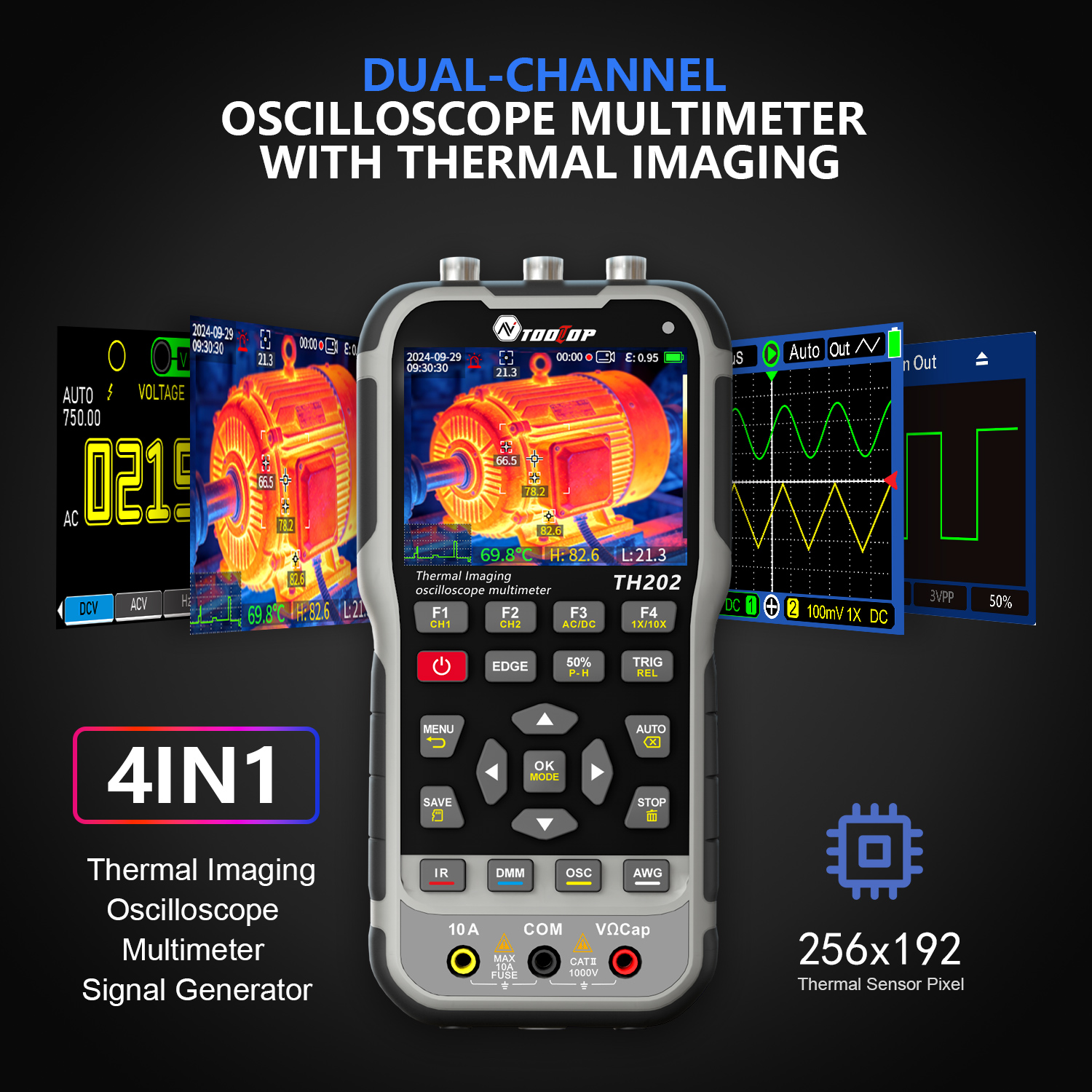 AV TOOLTOP TH202 Thermal Imaging Oscilloscope Multimeter 256x192