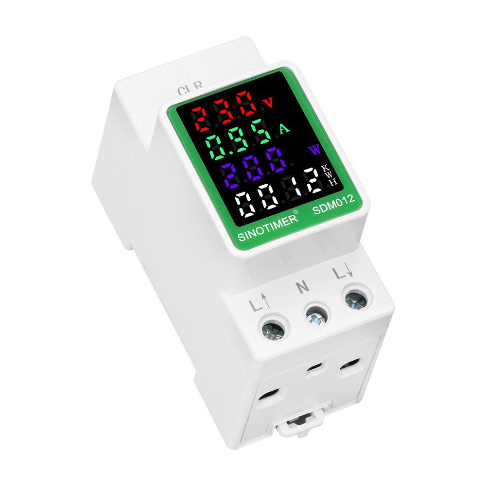 SINOTIMER SDM012 Multifunctional AC Digital Display Meter for Energy Management Measures AC Voltage Current Frequency Power Factor and Energy (kWh) Accurate and Reliable Monitoring 100A Base Current 50/60Hz Ideal for Home and Industrial Use