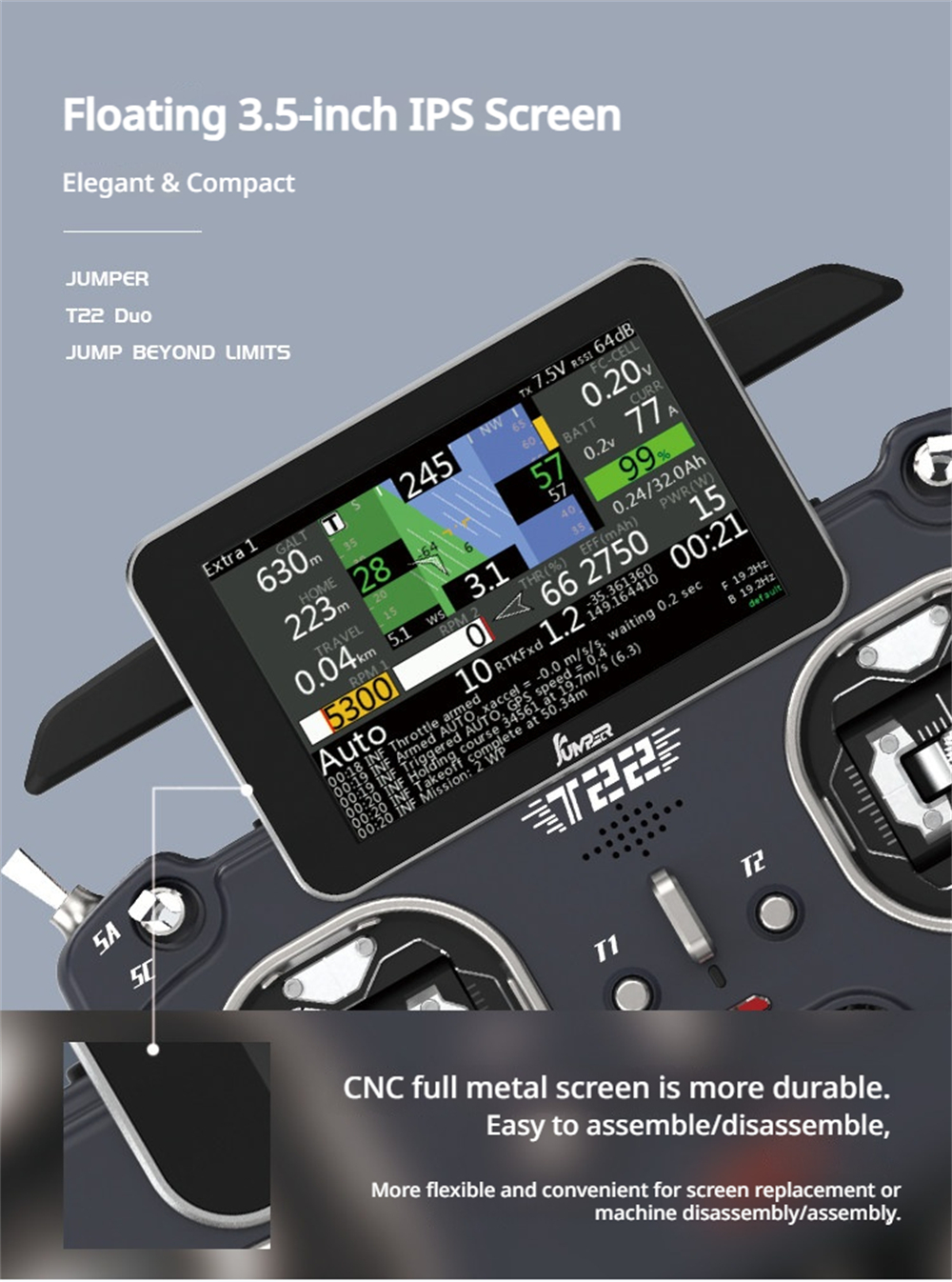 Jumper T22 ELRS 2.4GHz/915MHz Hall Sensor Gimbals 3.5