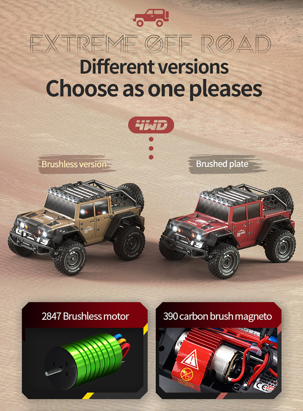 SCY 16104 1/16 2.4G 4WD RC Car Led Headlights High Speed Off Road Desert Truck Vehicle Models