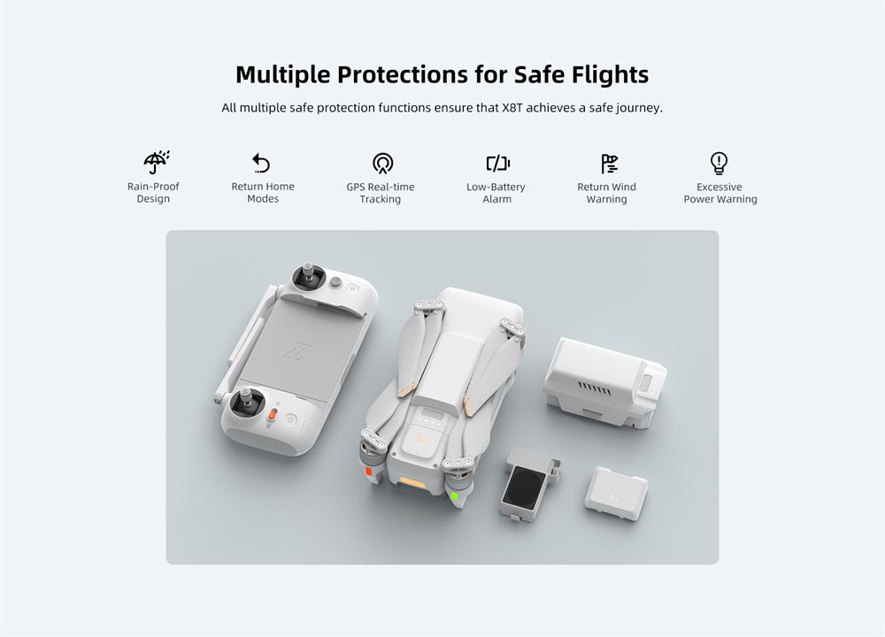 FIMI X8T V384 Roklink 5.0 20KM FPV With 48MP Wide-Angle Tele 18mm Thermal Lens Triple Camera Gimbal AI Super Night Video 47mins Flight Time Foldable RC Drone Quadcopter RTF