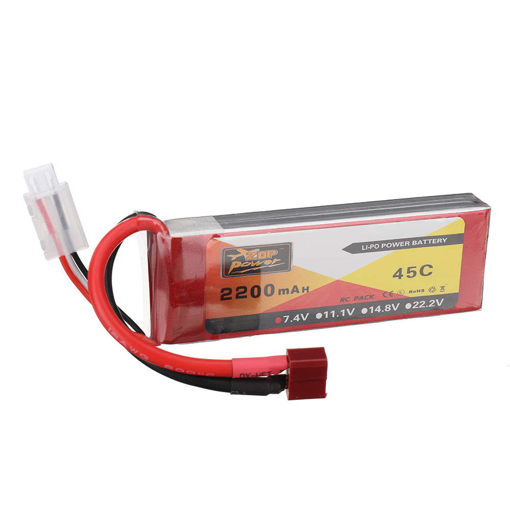 ZOP Power 7.4V 2200mAh 45C 2S LiPo Battery T Plug for RC Car