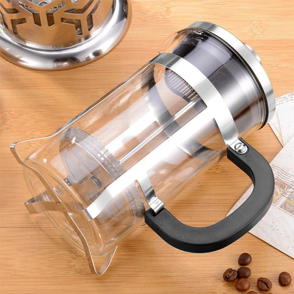 600ml/1000ml French Stainless Steel Coffee Heat-Resistant Filter Presses Coffee Maker Pot Glass Pots Hollow Coffee Tea Teapots