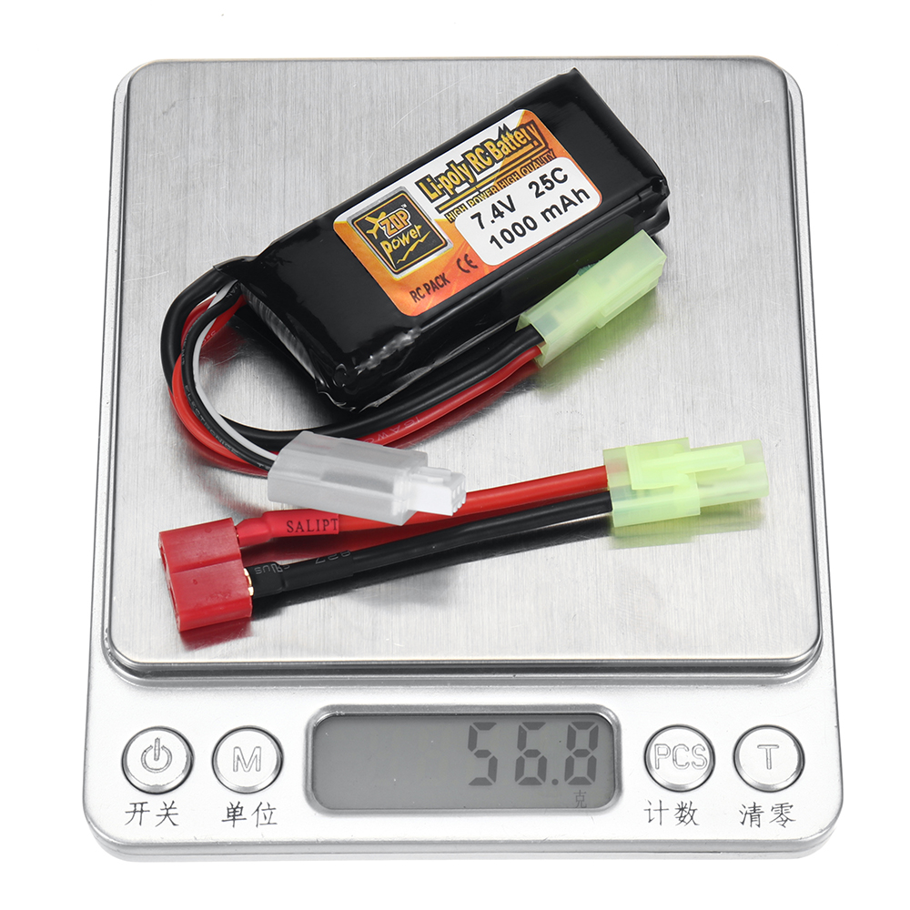 ZOP Power 2S 7.4V 1000mAh 25C LiPo Battery T Plug for RC Car Airplane Helicopter FPV Racing Drone