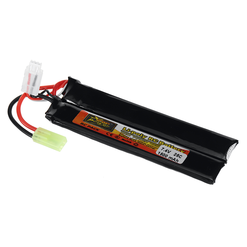 ZOP Power 7.4V 1500mAh 25C 2S LiPo Battery Tamiya Plug With T Plug Adapter Cable for RC Car