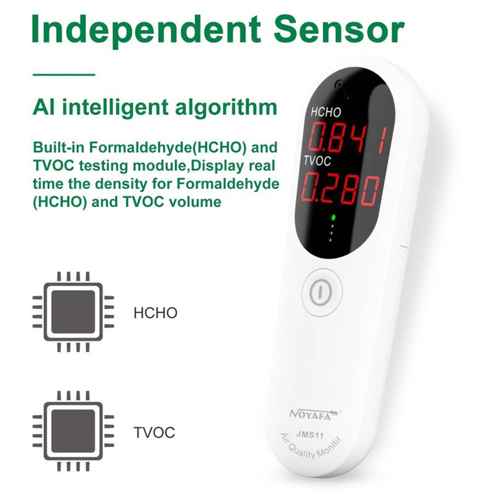 JMS11 Digital Air Quality Monitor High Precision Formaldehyde TVOC Tester with LED Display Wide Testing Range Portable Design