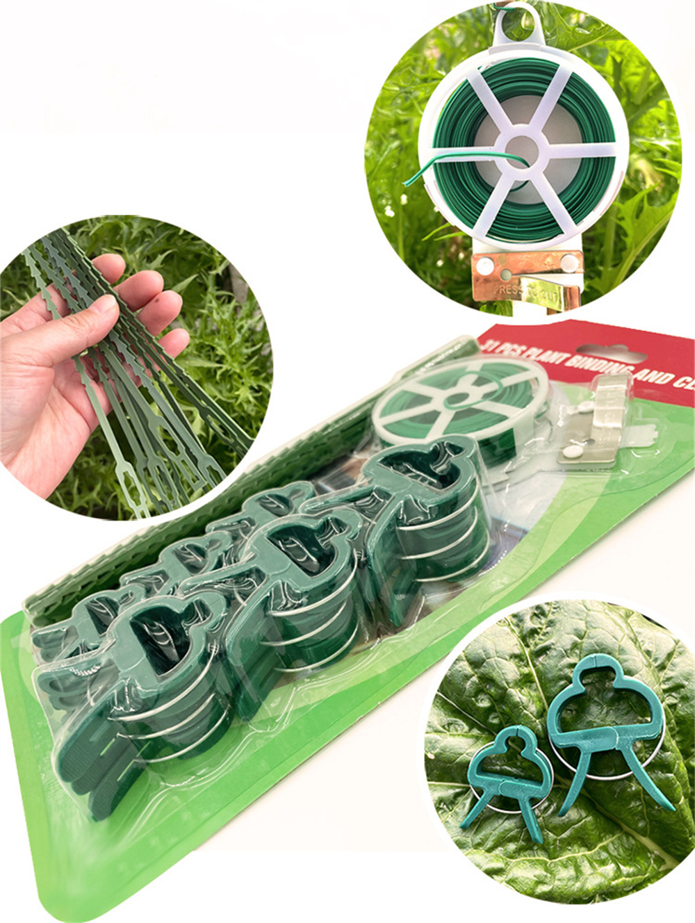 31PCS Plant Binding Horticultural Set Silk Binding Garden Clip Fish Bone Binding Reusable Nursery Support Tools