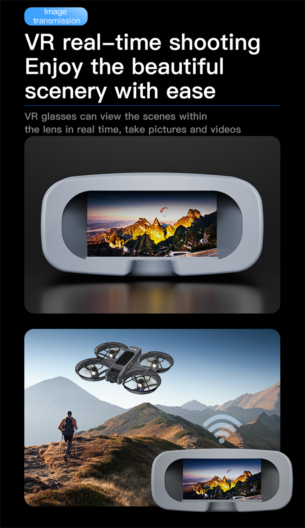 X226 WiFi FPV with Goggles Glasses / 5.9inch LCD Screen Controller HD Dual Camera Electrically Adjustable Optical Flow Hover Circle Protection LED Light Brushless 2.4G 4CH 6-Axis Remote Control Toys RC Drone Quadcopter RTF