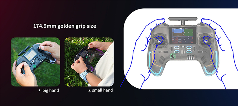 Flysky ProArt PA01 2.4GHz 18CH AFHDS 3/ELRS Built-in 500mW Hall Gimbal EdgeTX Raido Controller 2.4-Inch Full-view Color IPS Display for FPV Drone RC Car Boat Airplane