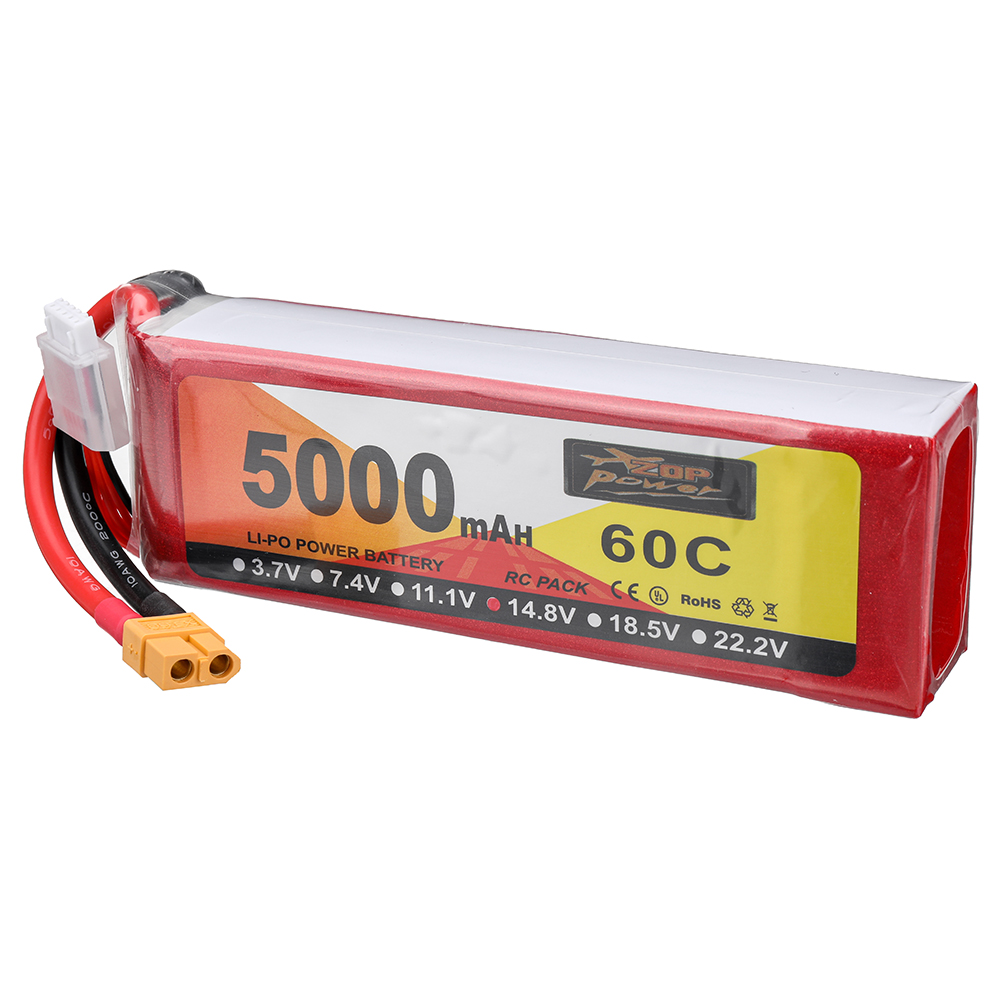 ZOP Power 14.8V 5000mAh 60C 4S LiPo Battery XT60 Plug for RC Drone