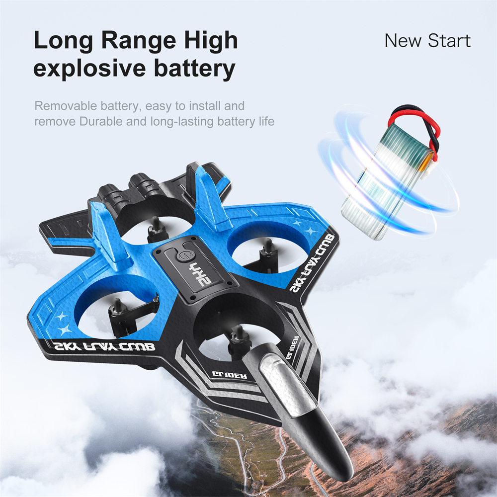 YLR/C S83 2.4G EPP Glider Altitude Hold Mode 360° Roll 4 Motors 4CH LED RC Drone Airplane Quadcopter Stunt Fighter RTF