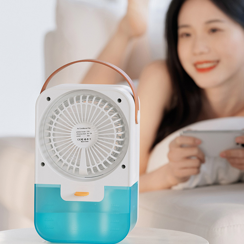 Desktop Cooling Fan Intelligent Voice Remote Control Water Cooling Fan USB Charging Mini Digital Display Air Conditioning Fan