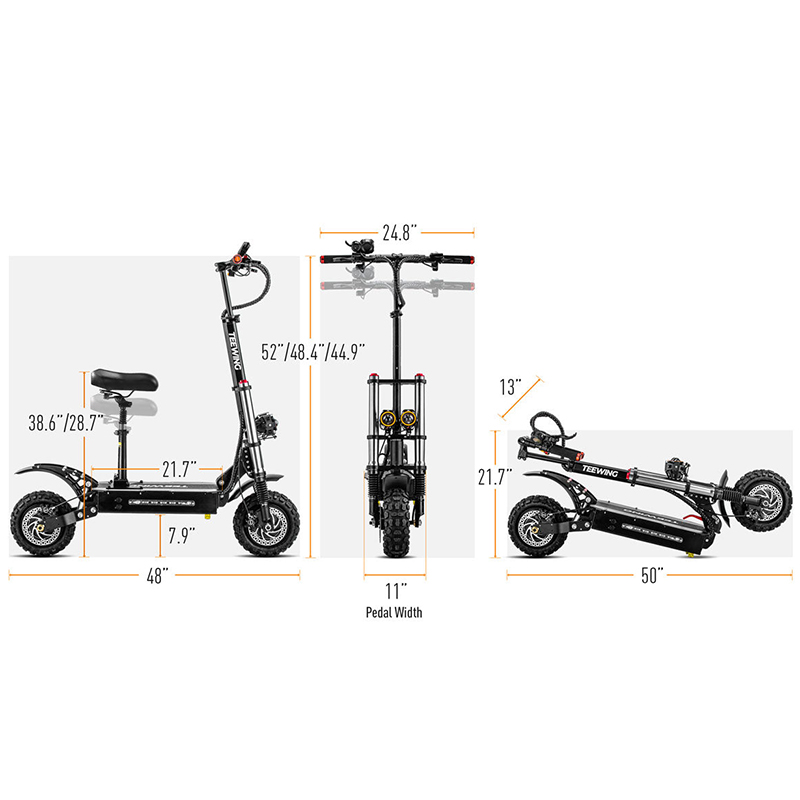 [US DIRECT] Teewing X5 38Ah 60V 5600W 11 Inch Electric Scooter 85KM Range 200KG Max Load