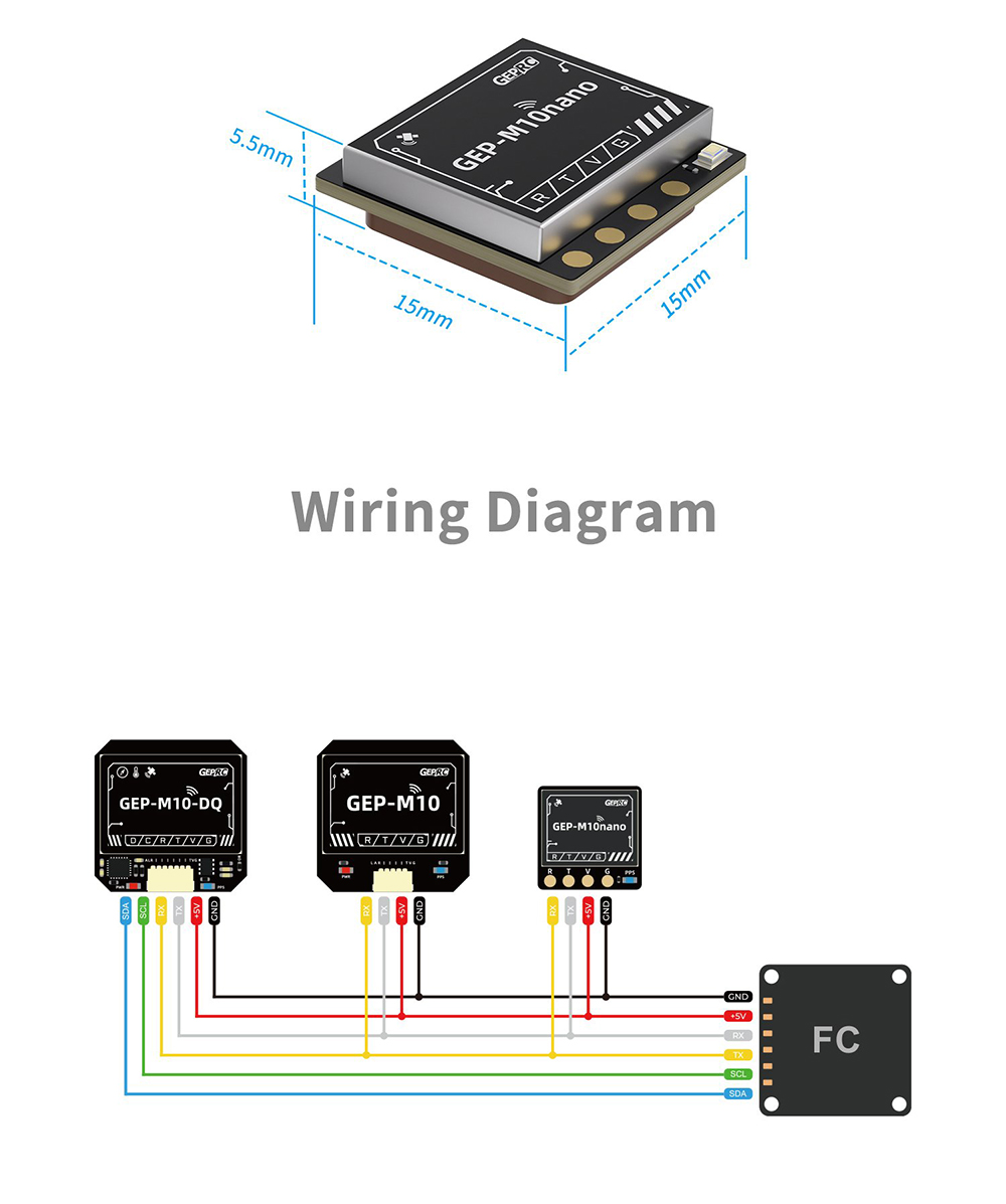 Geprc GEP M10 Series GPS Module 3.3-5V M10 Chip Barometer BDS Galileo QZSS SBAS with Onboard Indicator Light for FPV Racing Drone RC Airplane Mulit-Rotor Quacopter